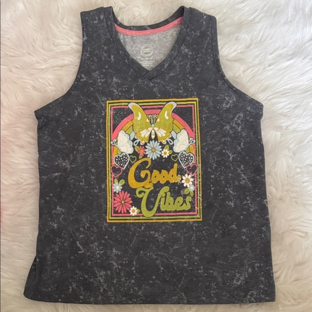 Wonder Nation Pink and Gray V-Neck Tee